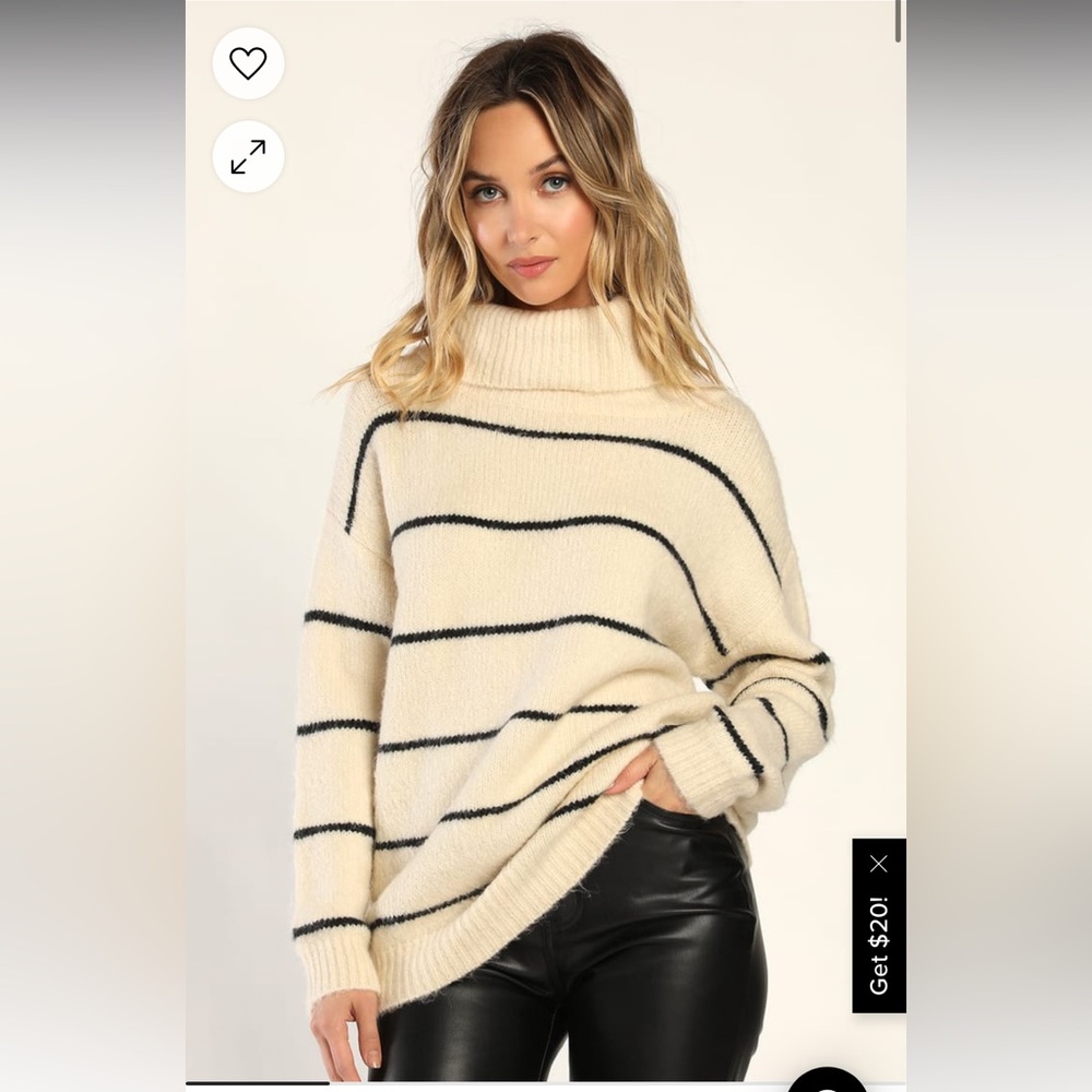 LULUS STRIPED TURTLENECK SWEATER